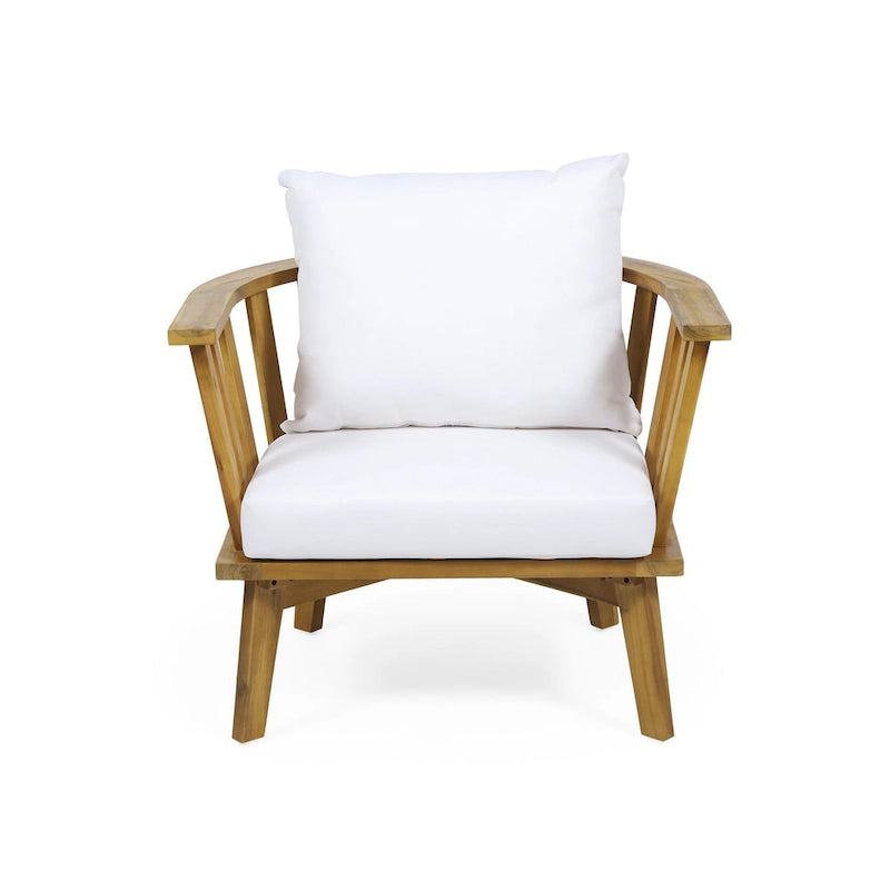 Ensemble de fauteuils club 4 places en bois d'acacia et foyer extérieur Ridgeview par Christopher Knight Home
