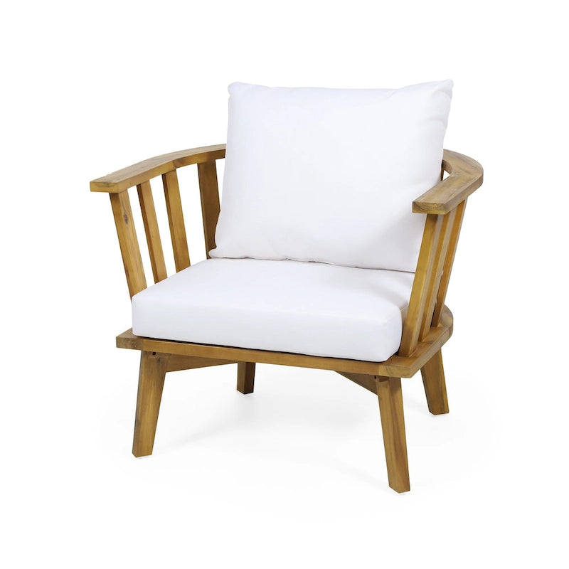 Ensemble de fauteuils club 4 places en bois d'acacia et foyer extérieur Ridgeview par Christopher Knight Home