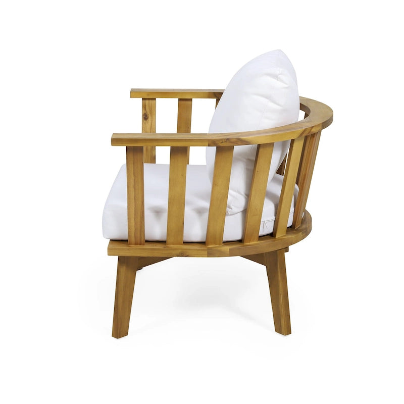 Ensemble de fauteuils club 4 places en bois d'acacia et foyer extérieur Ridgeview par Christopher Knight Home