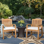 Ensemble de conversation d'extérieur Avalon 3 pièces en bois d'acacia avec table en osier en forme de sablier par Christopher Knight Home