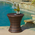 Ensemble de conversation d'extérieur Avalon 3 pièces en bois d'acacia avec table en osier en forme de sablier par Christopher Knight Home