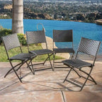 Chaises pliantes d'extérieur El Paso en osier marron (lot de 4) par Christopher Knight Home
