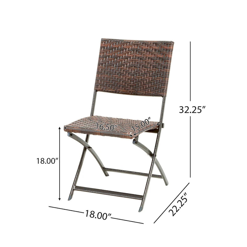Chaises pliantes d'extérieur El Paso en osier marron (lot de 4) par Christopher Knight Home