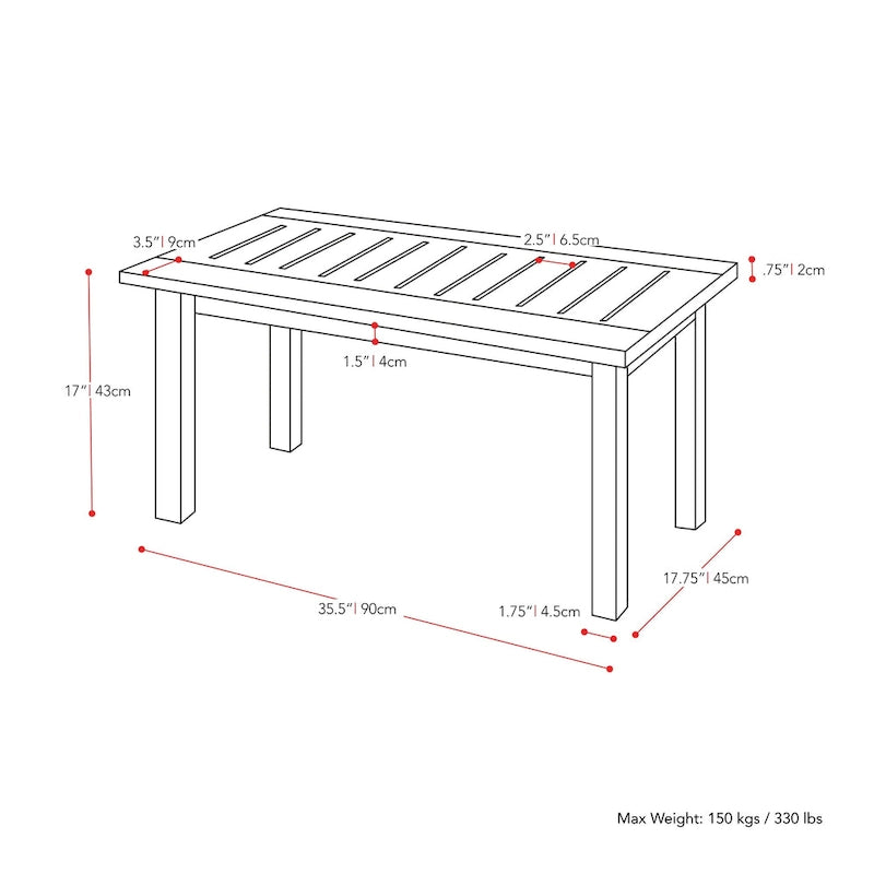 Table basse d'extérieur en bois dur blanchi CorLiving Miramar