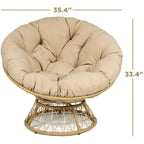 Fauteuil Papasan Milliard pivotant à 360 degrés (bois et beige)