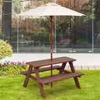 Table de pique-nique extérieure 4 places pour enfants avec banc et parasol