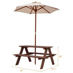 Table de pique-nique extérieure 4 places pour enfants avec banc et parasol