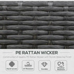 Fauteuil à bascule Outsunny en rotin tressé avec coussins rembourrés, structure en aluminium et accoudoirs, idéal pour le jardin, la terrasse et la cour, bleu.