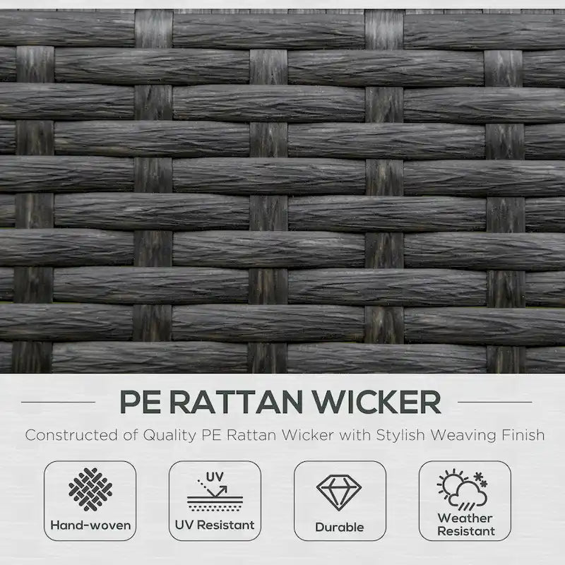 Fauteuil à bascule Outsunny en rotin tressé avec coussins rembourrés, structure en aluminium et accoudoirs, idéal pour le jardin, la terrasse et la cour, bleu.