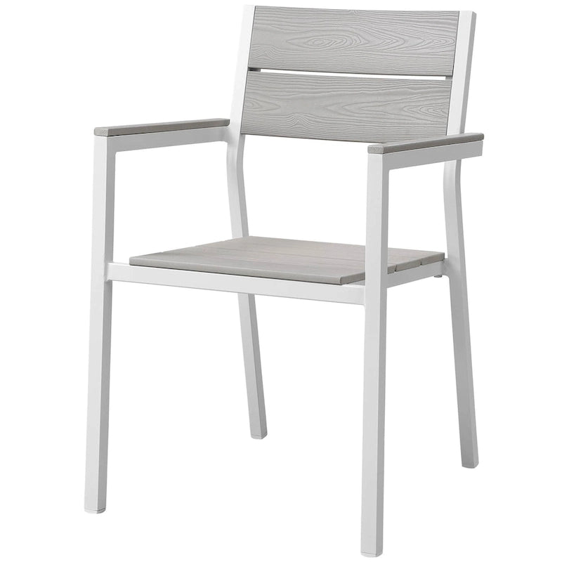 Ensemble de salle à manger d'extérieur Gilbert moderne gris clair et blanc, 9 pièces