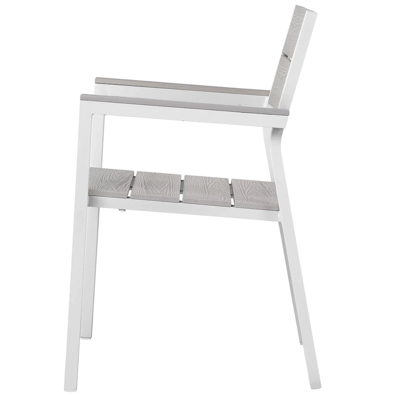 Ensemble de salle à manger d'extérieur Gilbert moderne gris clair et blanc, 9 pièces