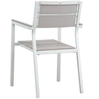 Ensemble de salle à manger d'extérieur Gilbert moderne gris clair et blanc, 9 pièces