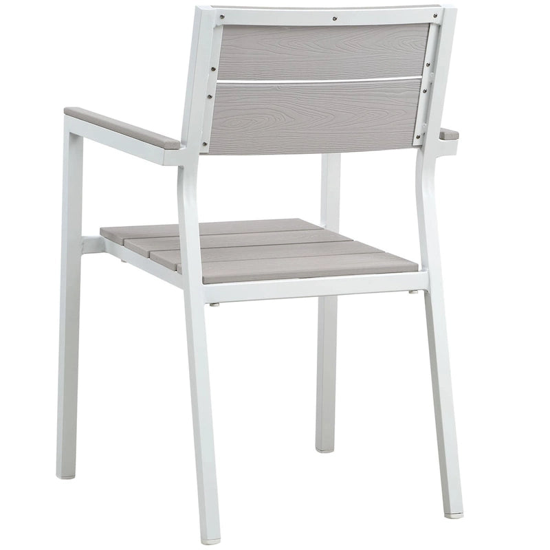 Ensemble de salle à manger d'extérieur Gilbert moderne gris clair et blanc, 9 pièces