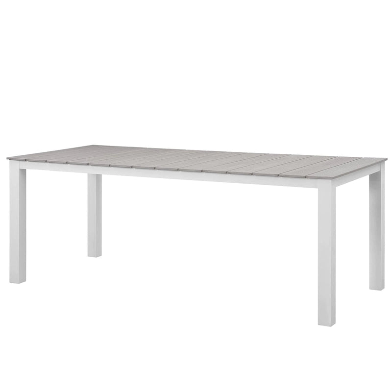 Ensemble de salle à manger d'extérieur Gilbert moderne gris clair et blanc, 9 pièces