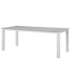 Ensemble de salle à manger d'extérieur Gilbert moderne gris clair et blanc, 9 pièces