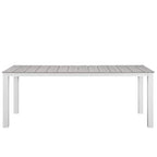 Ensemble de salle à manger d'extérieur Gilbert moderne gris clair et blanc, 9 pièces