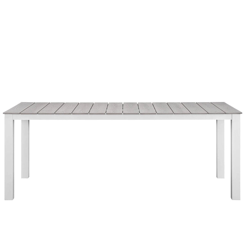 Ensemble de salle à manger d'extérieur Gilbert moderne gris clair et blanc, 9 pièces