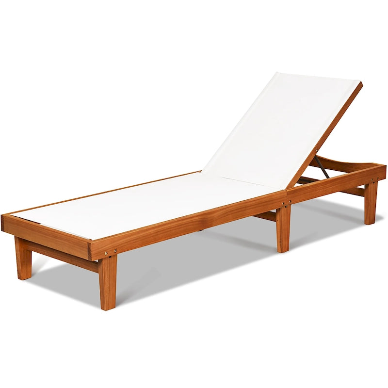 Chaise longue d'extérieur en bois avec dossier réglable