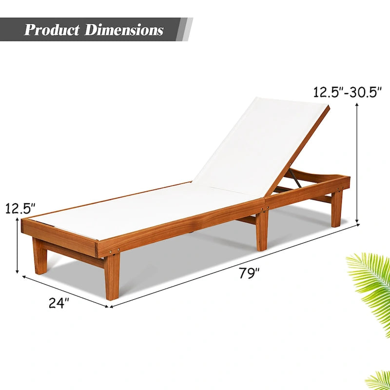 Chaise longue d'extérieur en bois avec dossier réglable