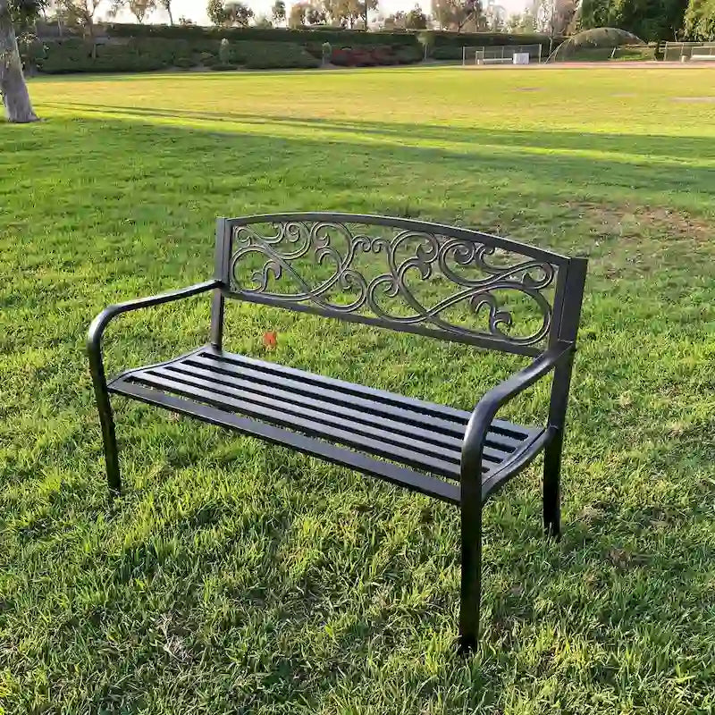 Banc de jardin en métal Lotus Home - 34 cm (H) x 50 cm (L) x 24 cm (P)