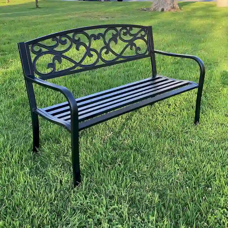 Banc de jardin en métal Lotus Home - 34 cm (H) x 50 cm (L) x 24 cm (P)