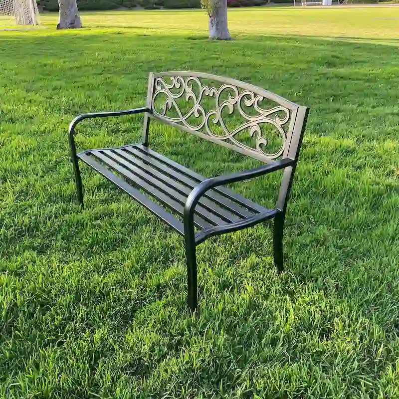 Banc de jardin en métal Lotus Home - 34 cm (H) x 50 cm (L) x 24 cm (P)