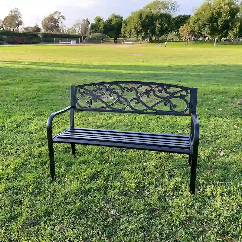 Banc de jardin en métal Lotus Home - 34 cm (H) x 50 cm (L) x 24 cm (P)