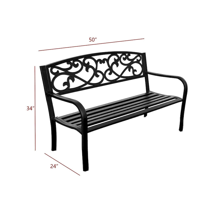 Banc de jardin en métal Lotus Home - 34 cm (H) x 50 cm (L) x 24 cm (P)