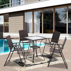 Ensemble repas de jardin en osier MCombo, 5 pièces : table et chaises pliantes en osier pour jardin, terrasse, patio et terrasse - Non disponible