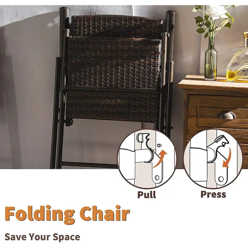 Ensemble repas de jardin en osier MCombo, 5 pièces : table et chaises pliantes en osier pour jardin, terrasse, patio et terrasse - Non disponible