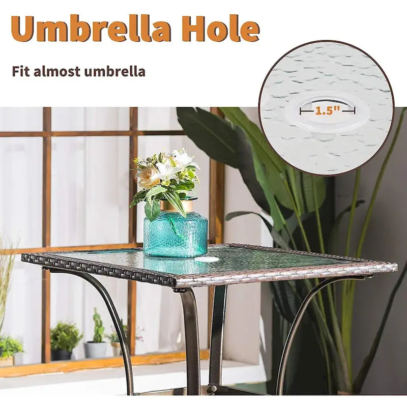 Ensemble repas de jardin en osier MCombo, 5 pièces : table et chaises pliantes en osier pour jardin, terrasse, patio et terrasse - Non disponible