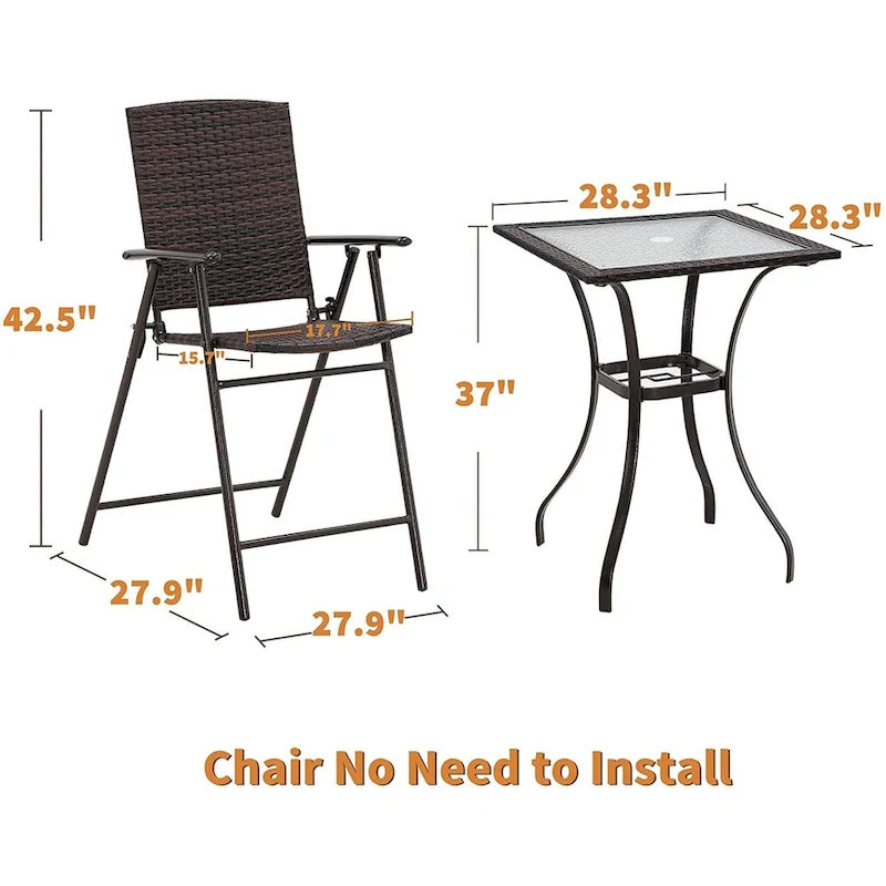 Ensemble repas de jardin en osier MCombo, 5 pièces : table et chaises pliantes en osier pour jardin, terrasse, patio et terrasse - Non disponible