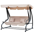 Banc suspendu d'extérieur autoportant 3 places Outsunny avec revêtement en tissu rembourré confortable et auvent inclus, beige