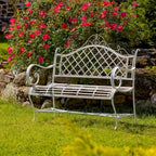 Banc de jardin en fer forgé Stephania, couleur blanc antique