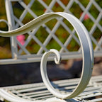 Banc de jardin en fer forgé Stephania, couleur blanc antique