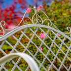 Banc de jardin en fer forgé Stephania, couleur blanc antique