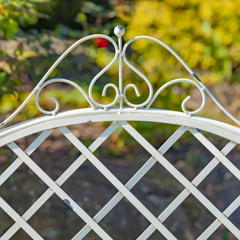 Banc de jardin en fer forgé Stephania, couleur blanc antique
