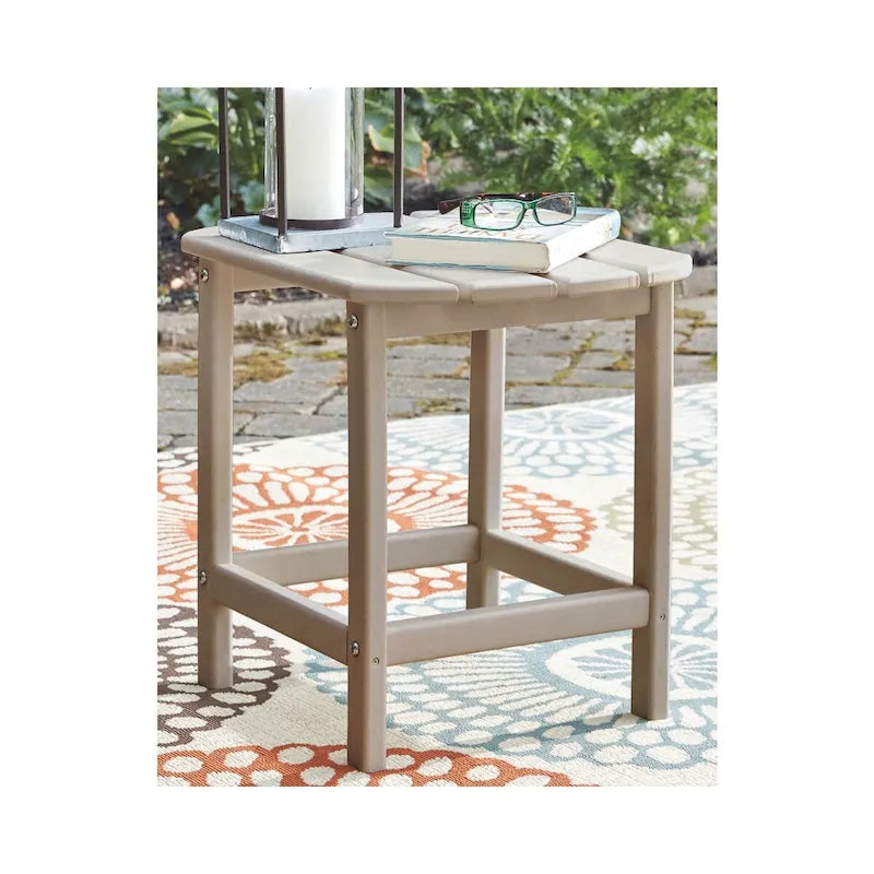 Table d'appoint rectangulaire d'extérieur Sundown Treasure en polyéthylène résistant aux intempéries - Gris-brun