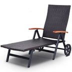 Chaise longue pliante d'extérieur en rotin, réglable, pour terrasse