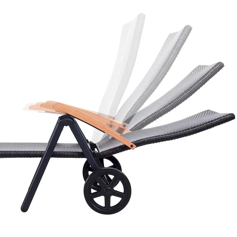 Chaise longue pliante d'extérieur en rotin, réglable, pour terrasse