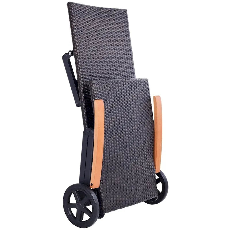 Chaise longue pliante d'extérieur en rotin, réglable, pour terrasse
