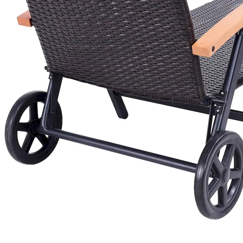 Chaise longue pliante d'extérieur en rotin, réglable, pour terrasse
