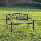 Banc de jardin, chaise de terrasse ou de véranda en fonte, causeuse deux places - 87 cm (H) x 127 cm (L) x 60 cm (P)