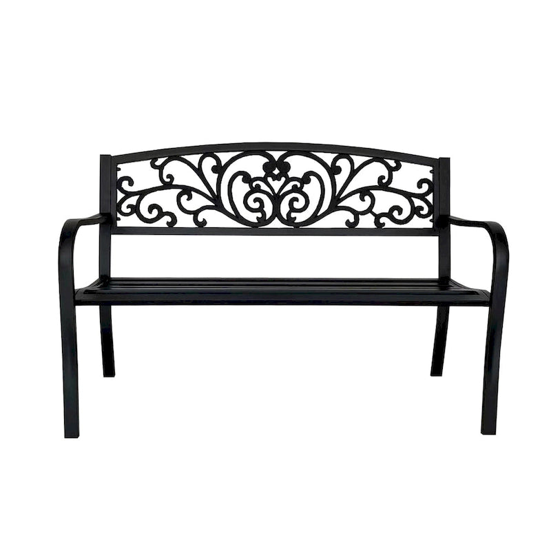 Banc de jardin, chaise de terrasse ou de véranda en fonte, causeuse deux places - 87 cm (H) x 127 cm (L) x 60 cm (P)
