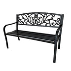 Banc de jardin, chaise de terrasse ou de véranda en fonte, causeuse deux places - 87 cm (H) x 127 cm (L) x 60 cm (P)