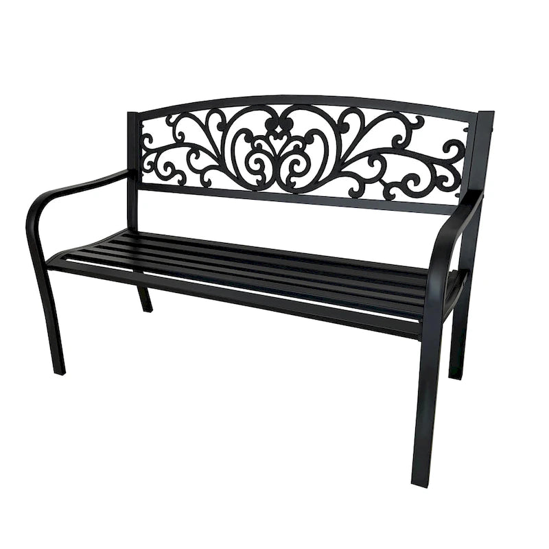 Banc de jardin, chaise de terrasse ou de véranda en fonte, causeuse deux places - 87 cm (H) x 127 cm (L) x 60 cm (P)