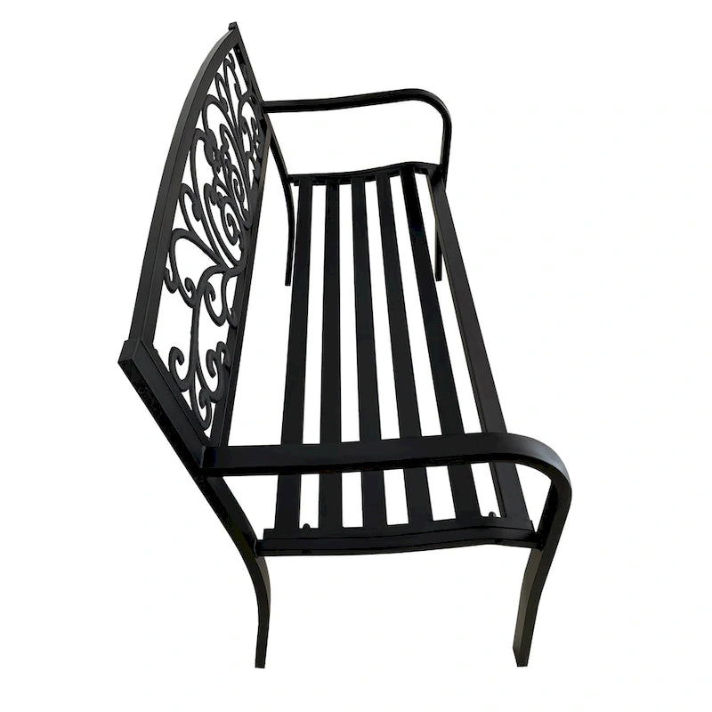 Banc de jardin, chaise de terrasse ou de véranda en fonte, causeuse deux places - 87 cm (H) x 127 cm (L) x 60 cm (P)