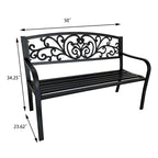 Banc de jardin, chaise de terrasse ou de véranda en fonte, causeuse deux places - 87 cm (H) x 127 cm (L) x 60 cm (P)