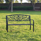Banc de jardin, chaise de terrasse ou de véranda en fonte, causeuse deux places - 87 cm (H) x 127 cm (L) x 60 cm (P)