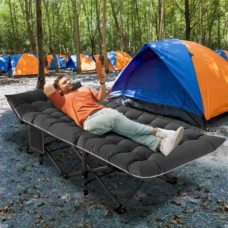 Lit de camp pliant portable DoCred avec matelas latéral double, 272 kg